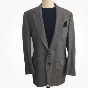 Mr Sid Made In Canada Gray Windowpane Pure Virgin Wool 2 Button Vtg Blazer 44Reg